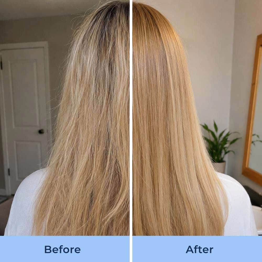 Aspect des cheveux avant et après le passage à une eau de douche filtrée